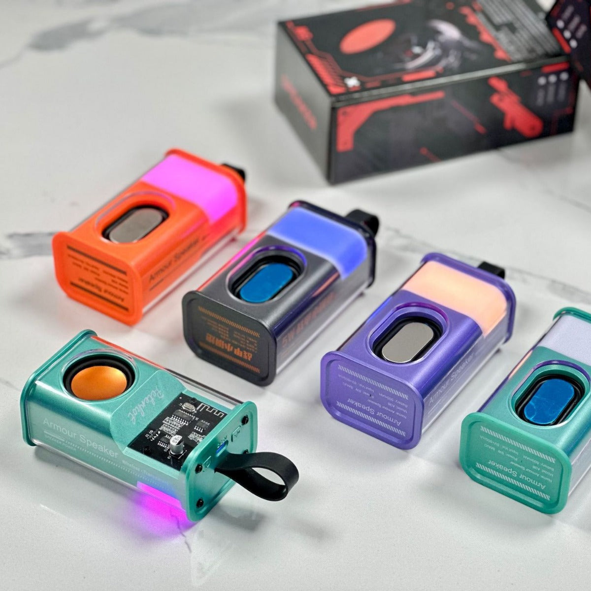 Transparent Mecha Small Steel Cannon Wireless Bluetooth Speaker Colorful TWS Portable Small Speaker